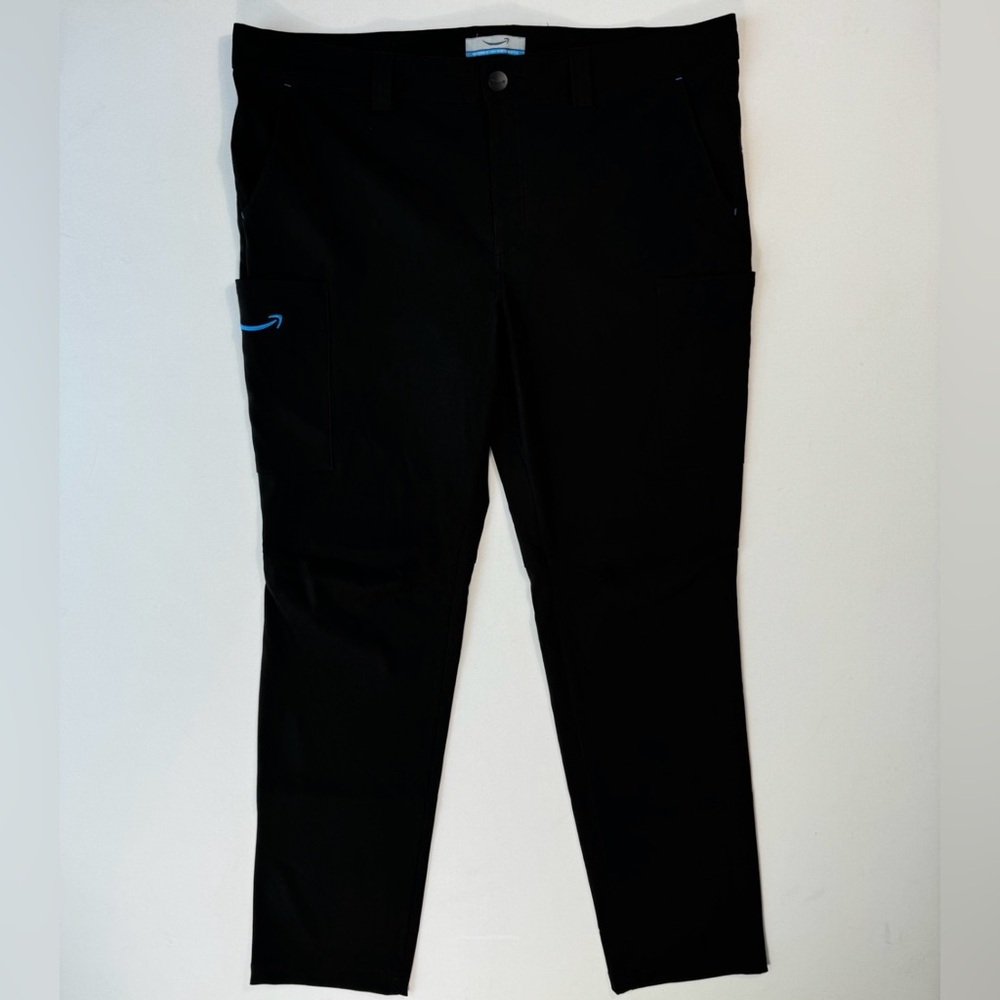 Amazon Luly Yang Cargo Work Pants Black Mens‎ XL 42x33 Polyester Spandex